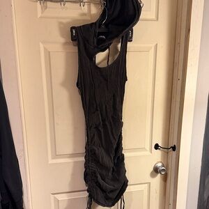 Dolls Kill Washed Black Sleeveless Ruched Dress